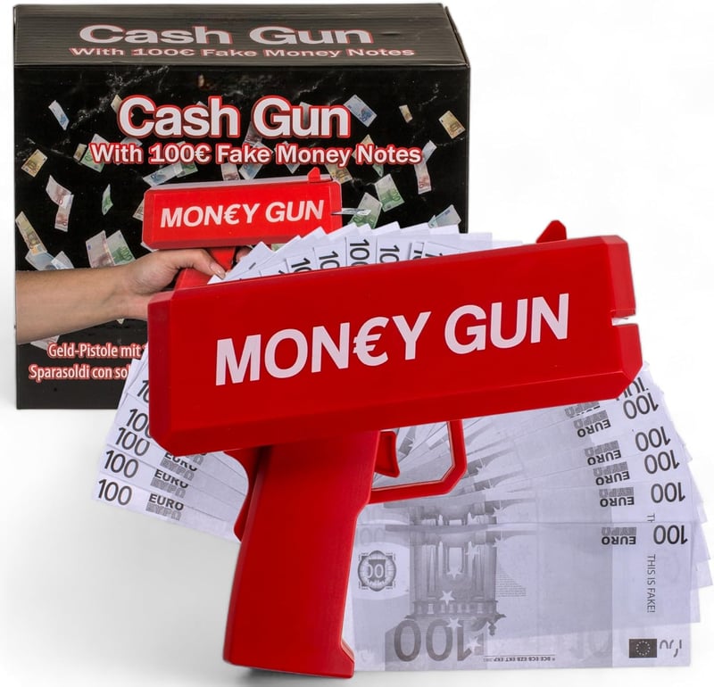 Cash Cannon Geldschießmaschine mit 100€ Spielgeld – perfekt für Partys