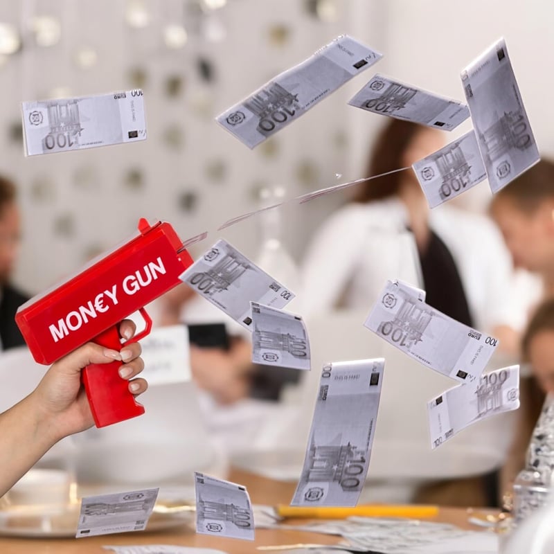 Cash Cannon Geldschießmaschine mit 100€ Spielgeld – perfekt für Partys