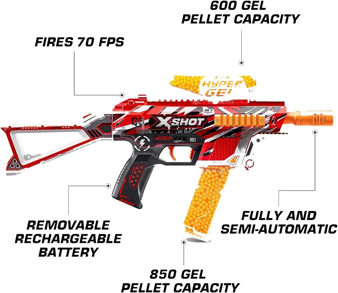 X-Shot Hyper Gel Blaster Trace Fire mit 2500 Kugeln und Akku-Pack