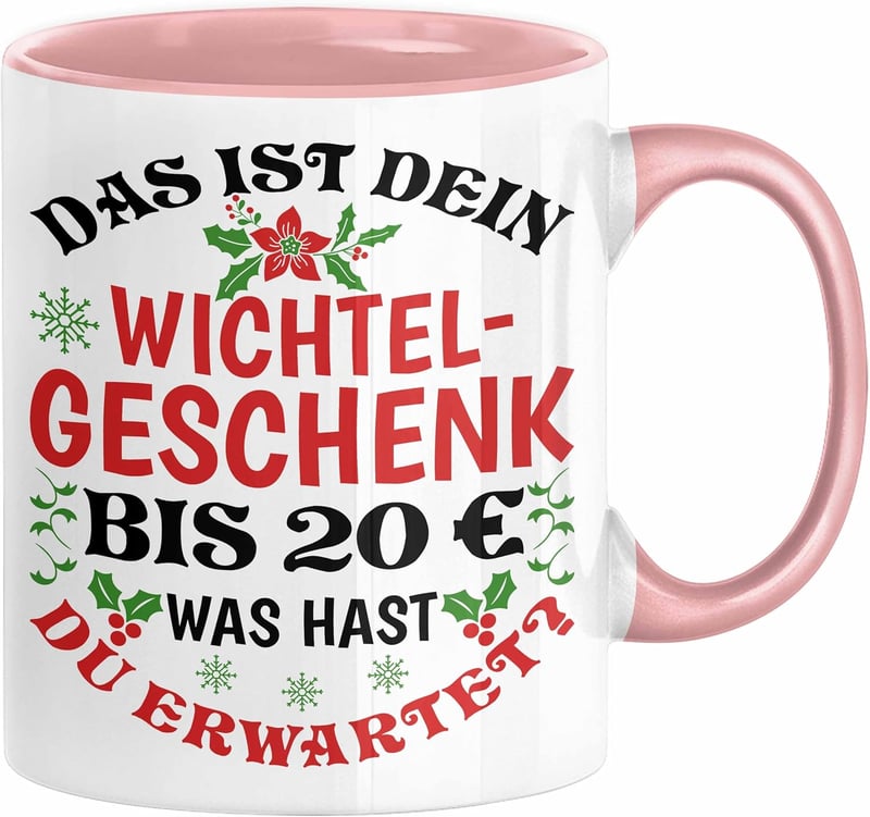 Wichtelgeschenk: Rosa Tasse für Frauen und Kollegen bis 20 Euro