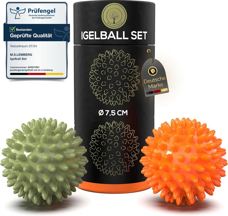 Igelball Massage Set für Anti-Stress und Entspannung - Reflexzonen-Massage
