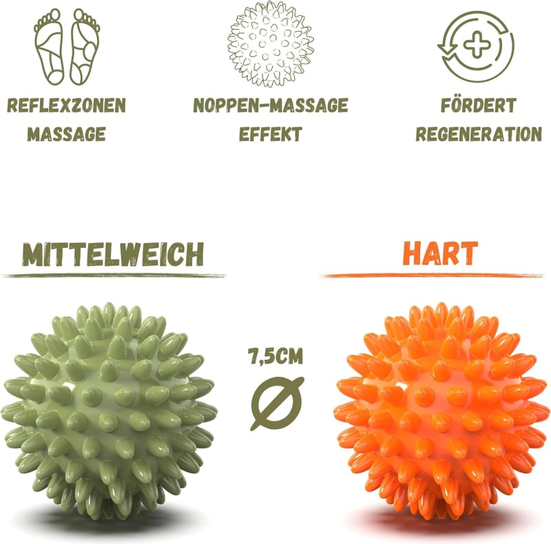 Igelball Massage Set für Anti-Stress und Entspannung - Reflexzonen-Massage