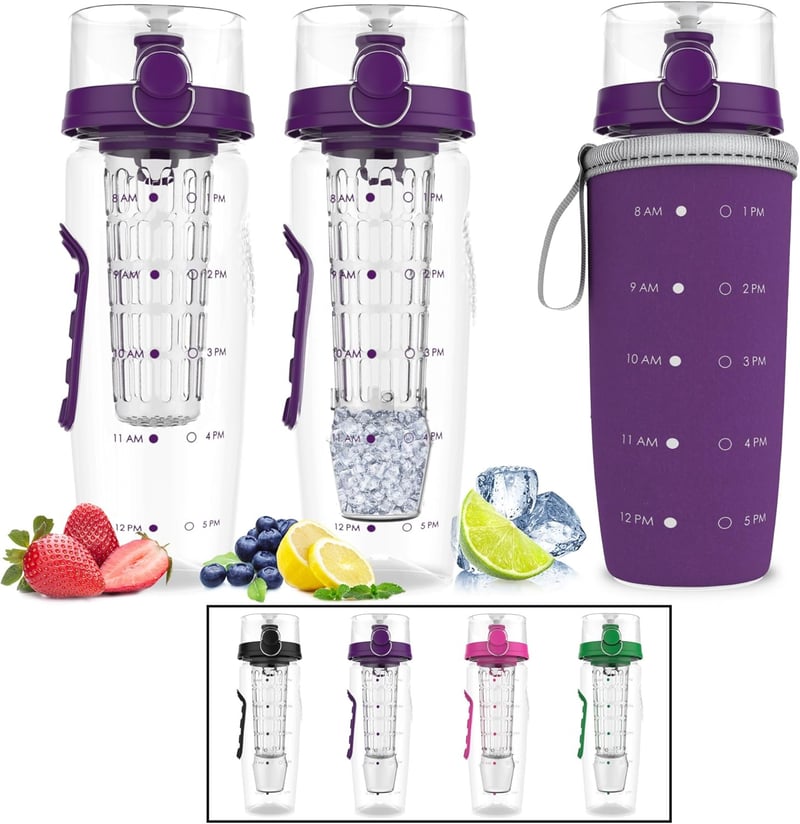 Bevgo 900 ml Wasserflasche mit Infuser und Hydrations-Tracker