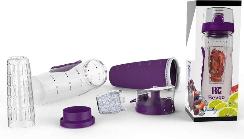 Bevgo 900 ml Wasserflasche mit Infuser und Hydrations-Tracker