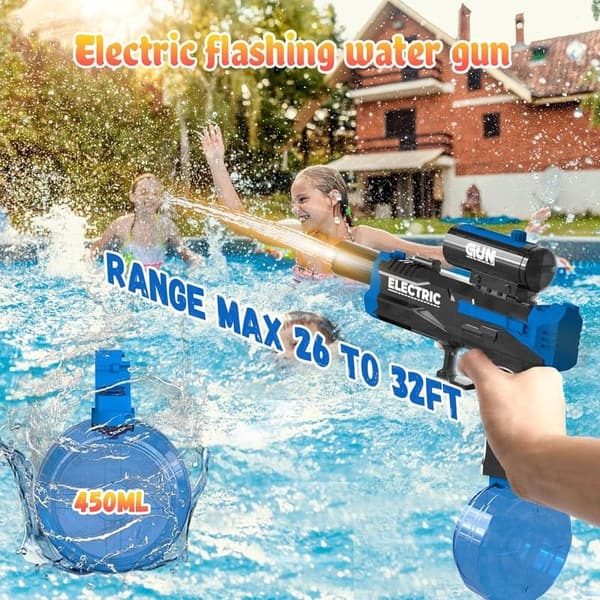 Elektrische Wasserpistole mit Blitzeffekten, 32ft Reichweite, für Sommer Spaß