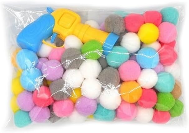 Katzenspielzeug Plüschball mit geräuschloser Mini-Schießpistole