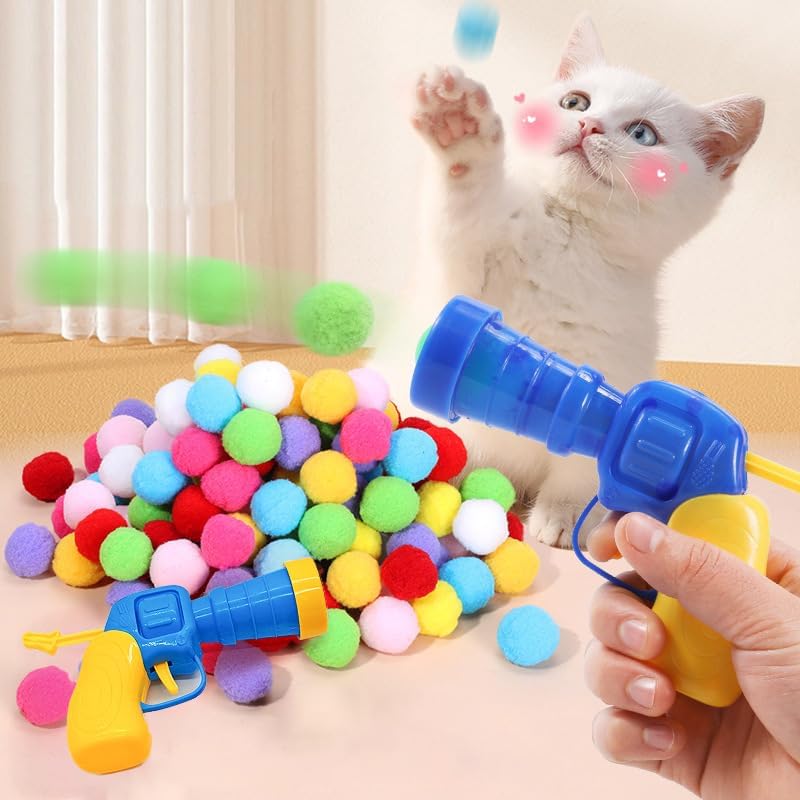 Katzenspielzeug Plüschball mit geräuschloser Mini-Schießpistole