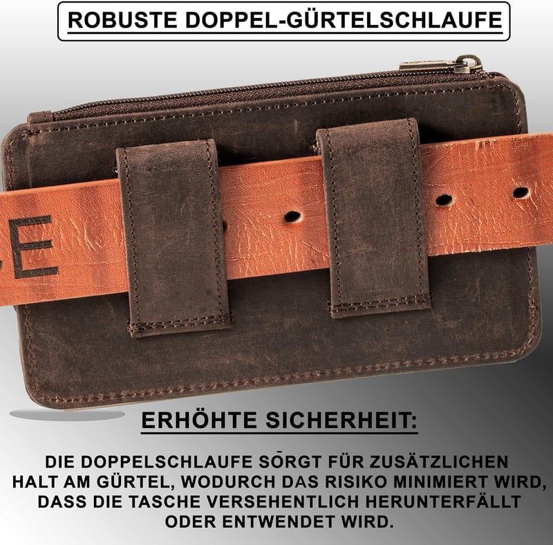 Echtleder Handy Gürteltasche mit RFID Schutz für Smartphones bis 6,9 Zoll