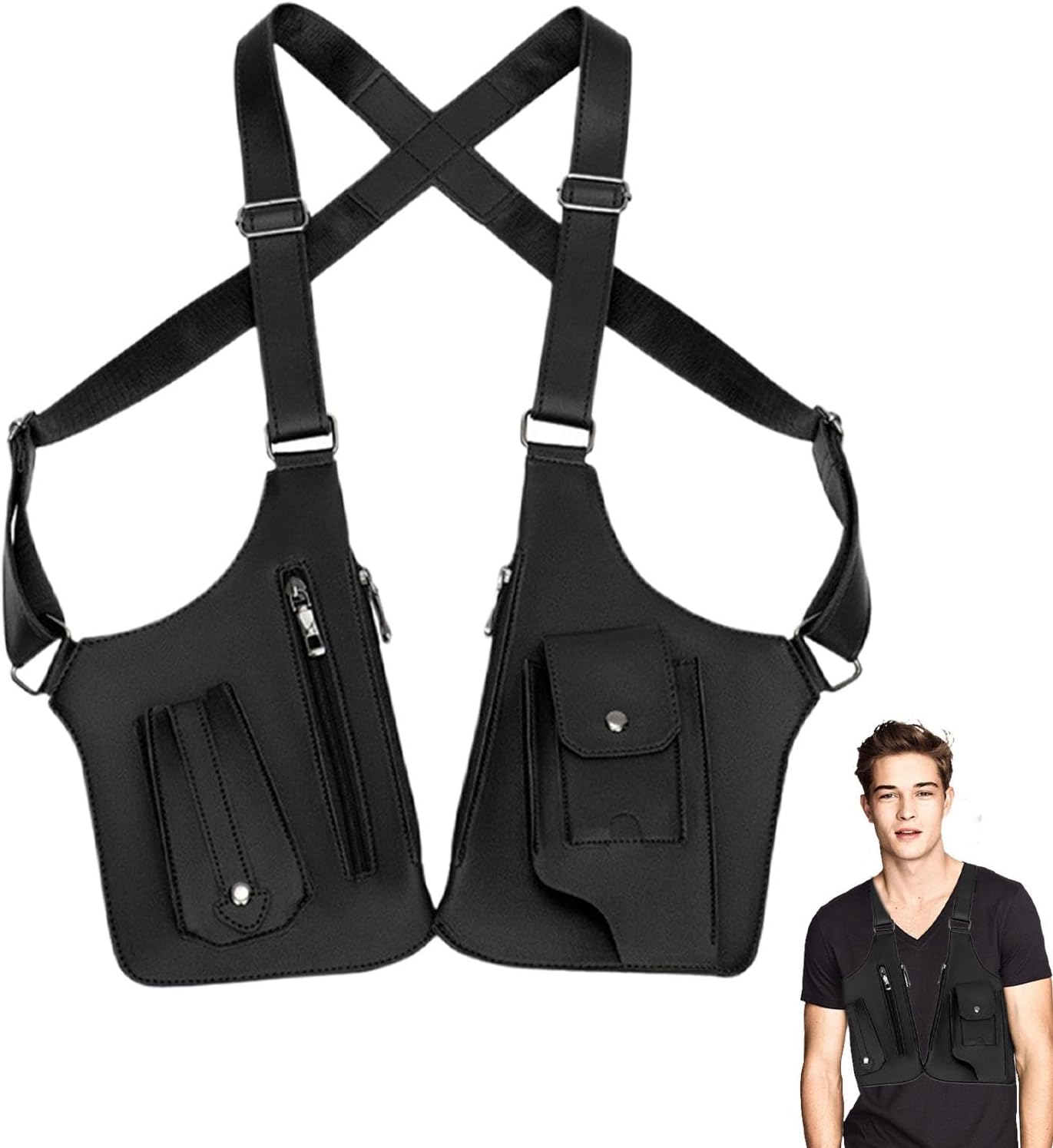 Verstellbare Leder-Achselholster-Tasche für Outdoor-Reisen