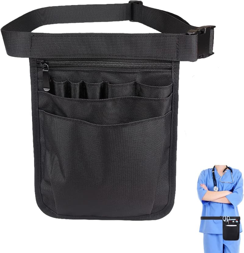 Multifunktionale Gürteltasche für Krankenschwestern, verstellbar, schwarz