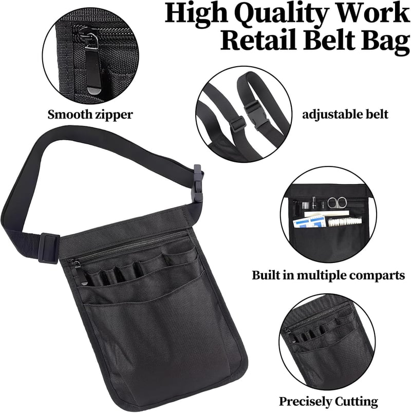 Multifunktionale Gürteltasche für Krankenschwestern, verstellbar, schwarz