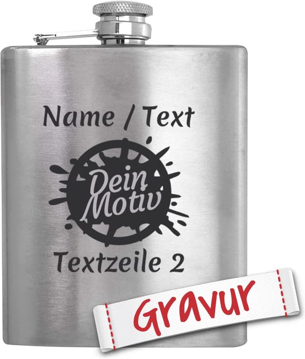 Personalisierter Edelstahl Flachmann mit Gravur für Männer
