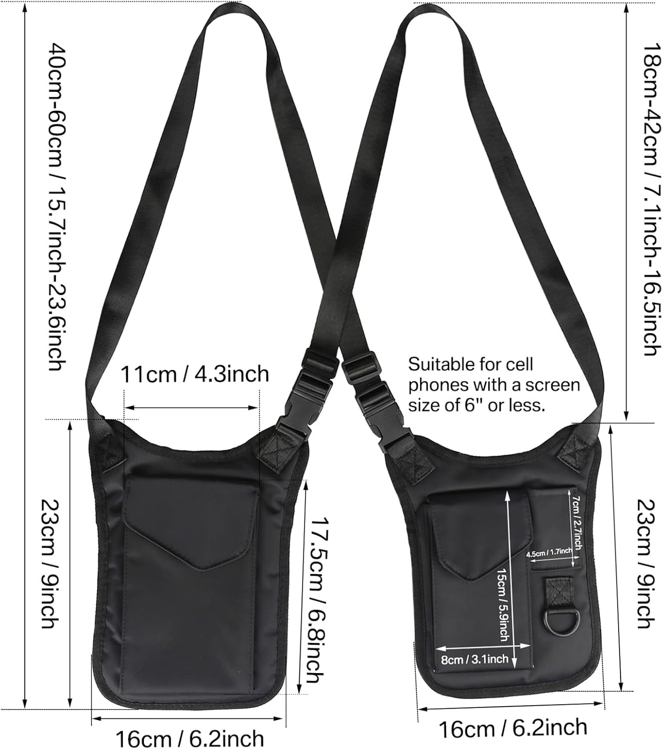 Wiipara Anti-Diebstahl Schultertasche für Reisen, mehrzweck Taktikholster