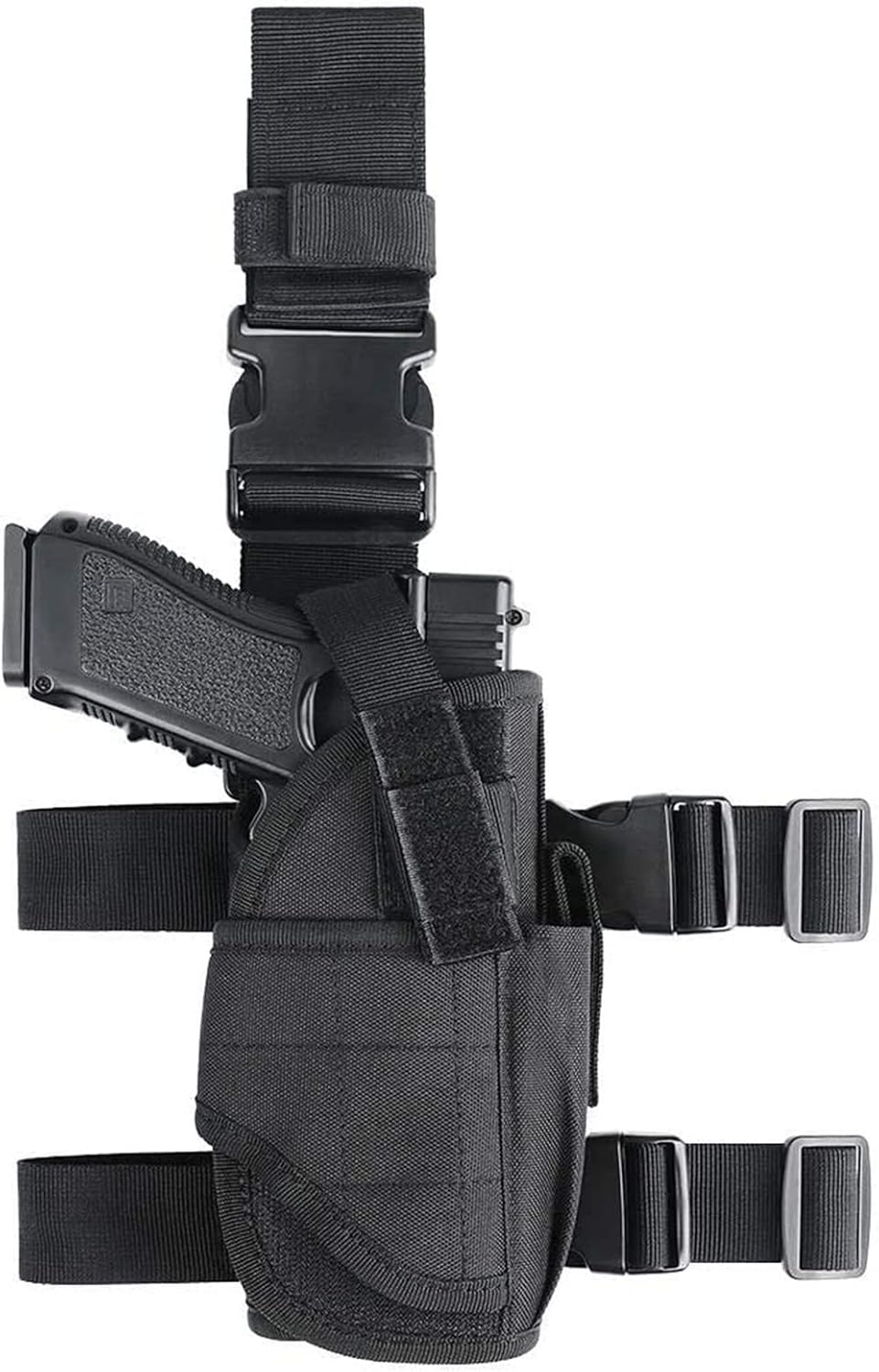 Taktisches Oberschenkelholster für Pistolen mit Magazinbeutel, anpassbar