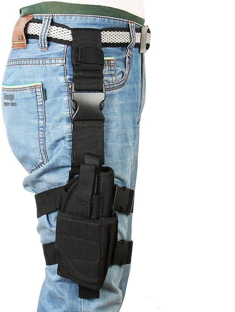 Taktisches Oberschenkelholster für Pistolen mit Magazinbeutel, anpassbar