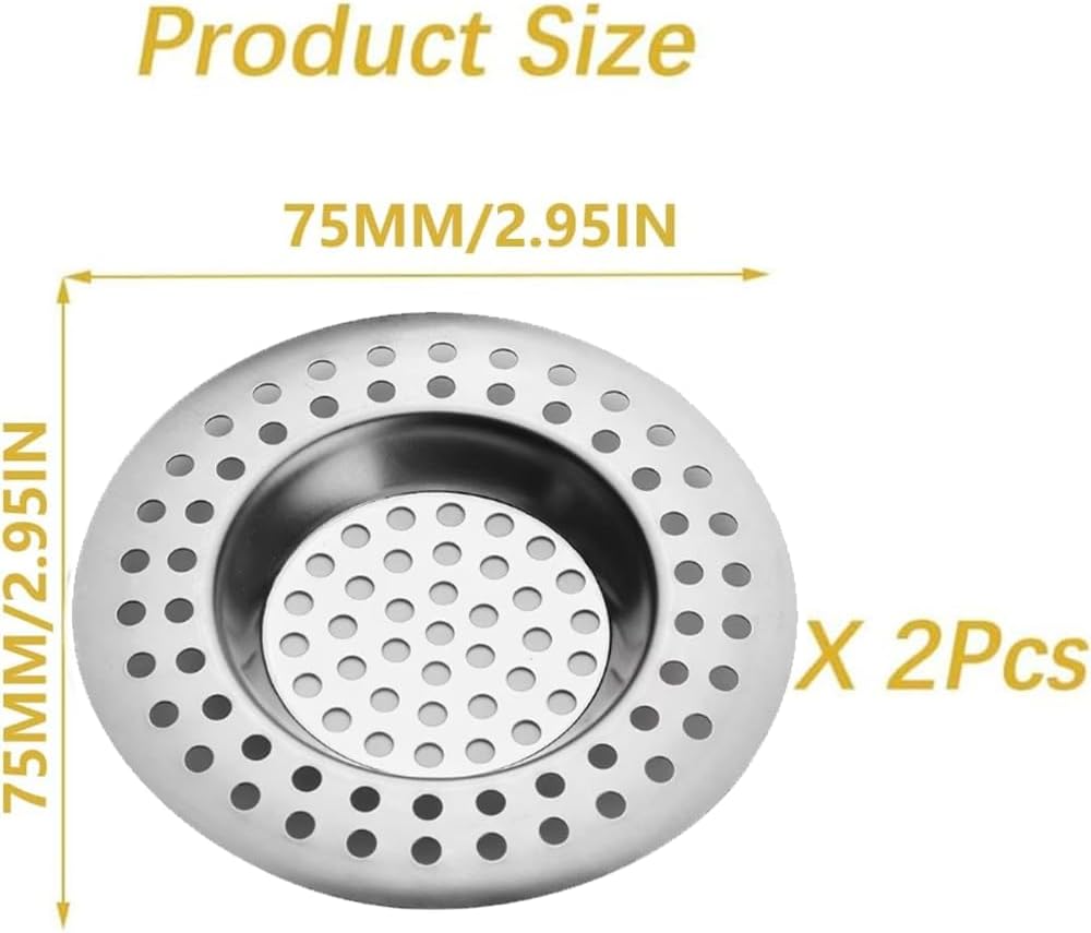 Edelstahl-Abflusssieb-Set für Badewanne & Dusche, 2 Stück, 7,5 cm