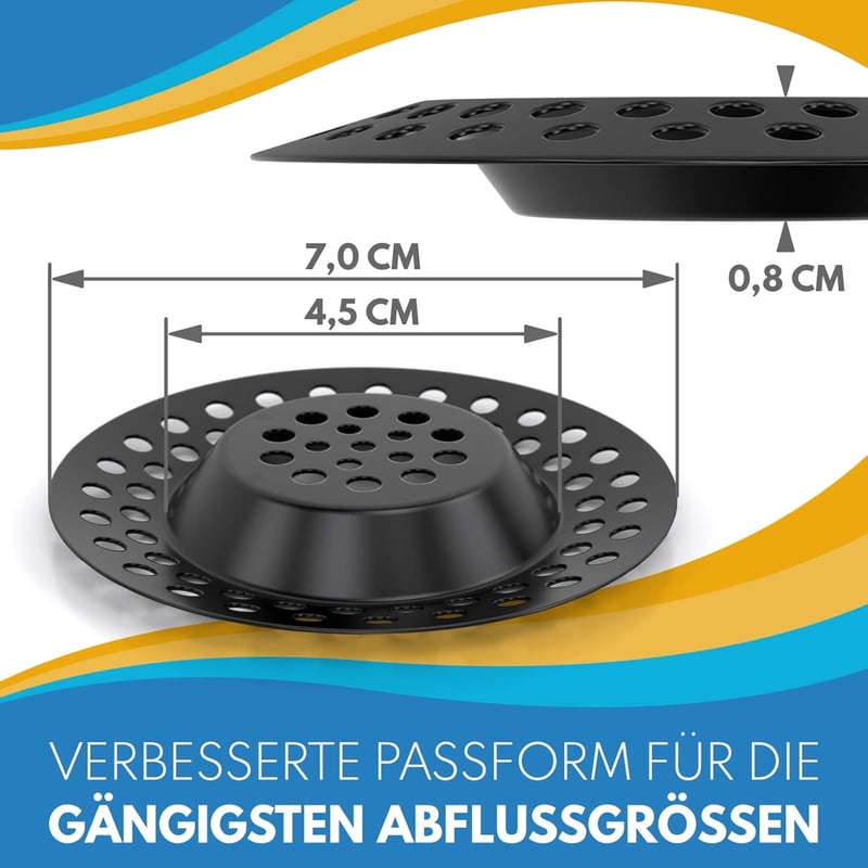 Abflusssieb Set aus Edelstahl – Flexibles Premium Haarsieb für Dusche und Küche
