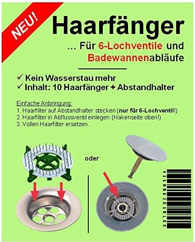 HäkchenRein Haarsieb 10er Set für Badewanne und Dusche