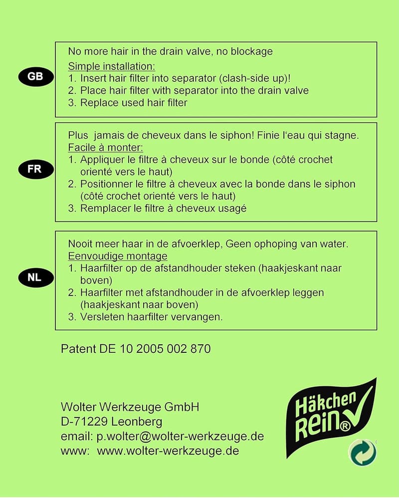 HäkchenRein Haarsieb 10er Set für Badewanne und Dusche