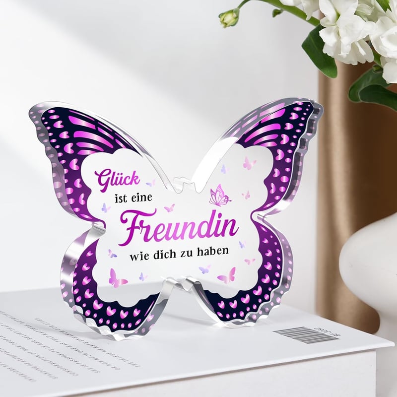 Geschenk zum Geburtstag: Schmetterlings Acryl Briefbeschwerer für Freundinnen