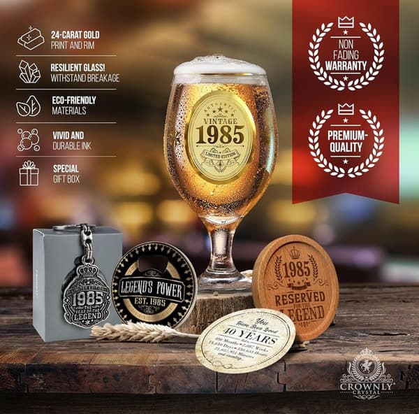 Personalisiertes Bierglas mit Gravur zum 40. Geburtstag für Männer