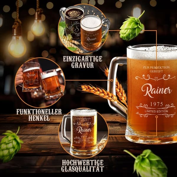 Personalisierter Bierkrug mit Gravur für Männer – 500 ml