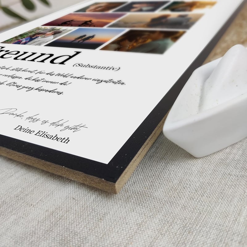 Personalisiertes Holzfotogeschenk für den Freund zum Geburtstag – 8 Bilder
