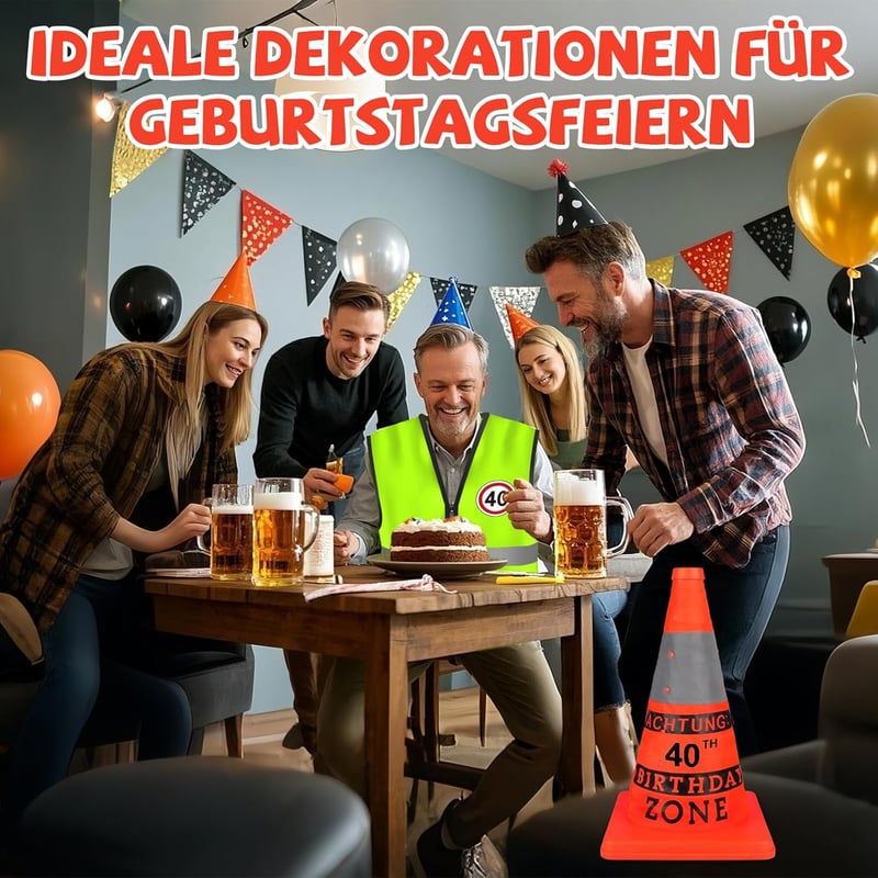 Lustiges Geburtstagsgeschenk für Männer: Sicherheitskegel & Weste im 2er-Set
