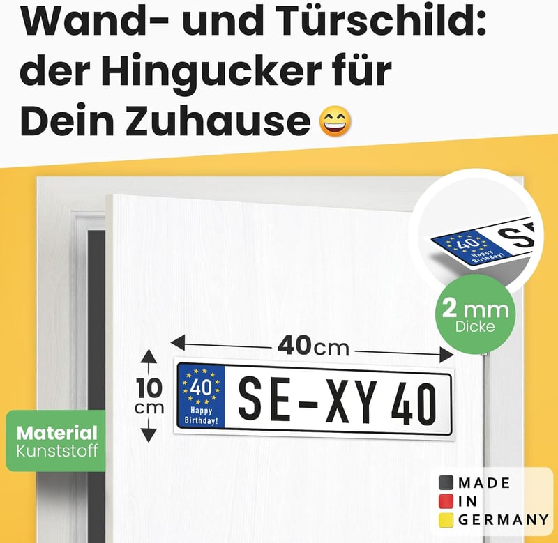 40. Geburtstag Schild – Dekoration & Geschenkidee zum Vierzigsten