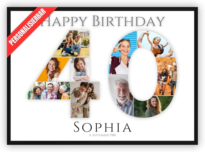 Foto Collage zum 40. Geburtstag | Geschenk für Paare und beste Freunde
