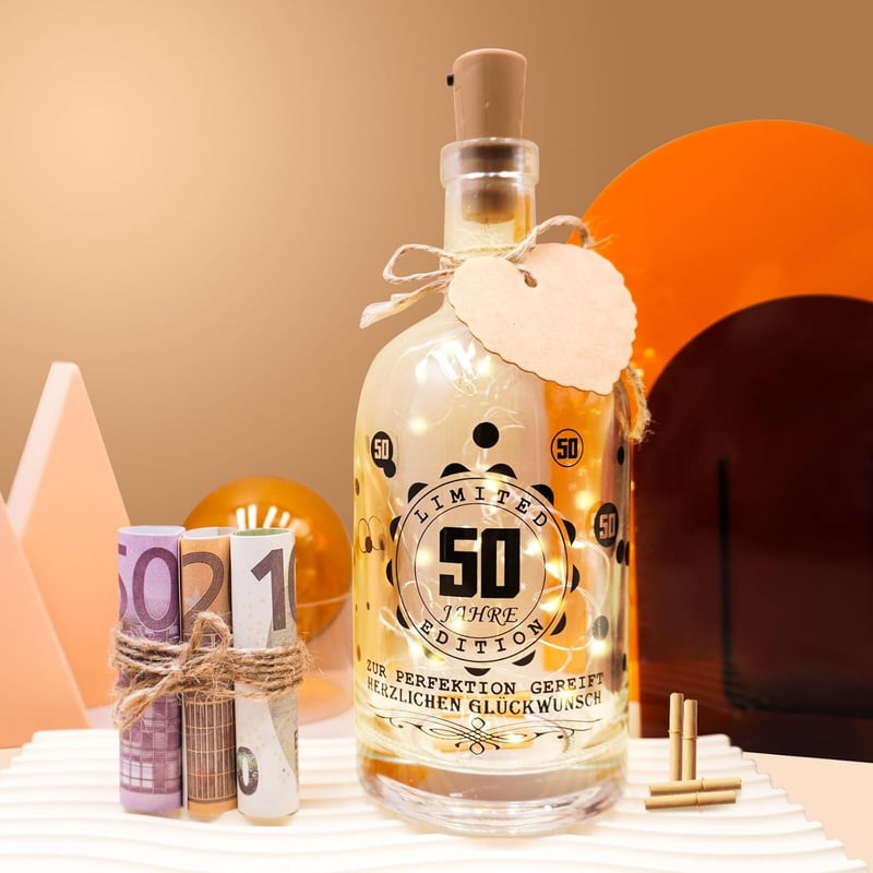 LED Flaschenlicht zum 50. Geburtstag für Männer und Frauen