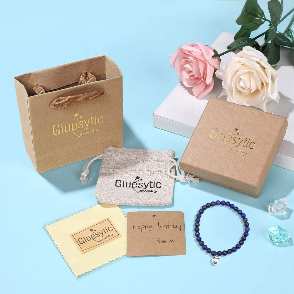 Lapislazuli-Armband mit Herzanhänger aus Sterlingsilber für Frauen zum 50. Geburtstag