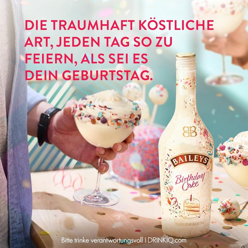 Baileys Geburtstagskuchen Likör – 700ml – 17% Vol – Volles Genuss-Erlebnis