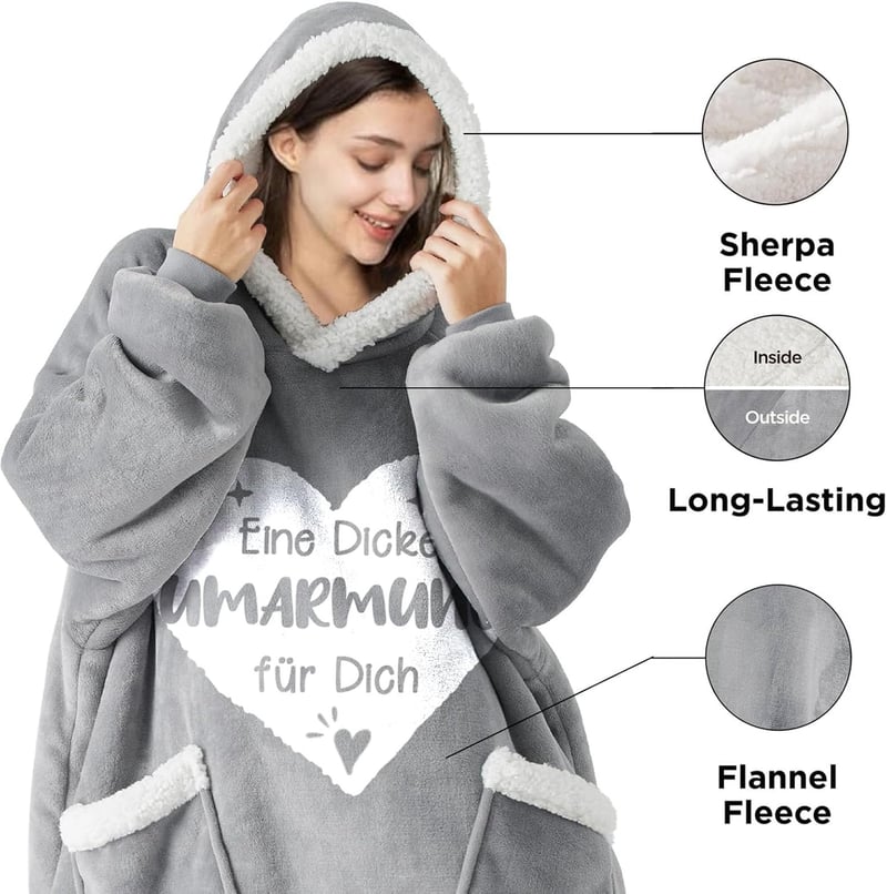 Umarmungs-Decke mit Ärmeln – Geschenk für beste Freundin zum Geburtstag