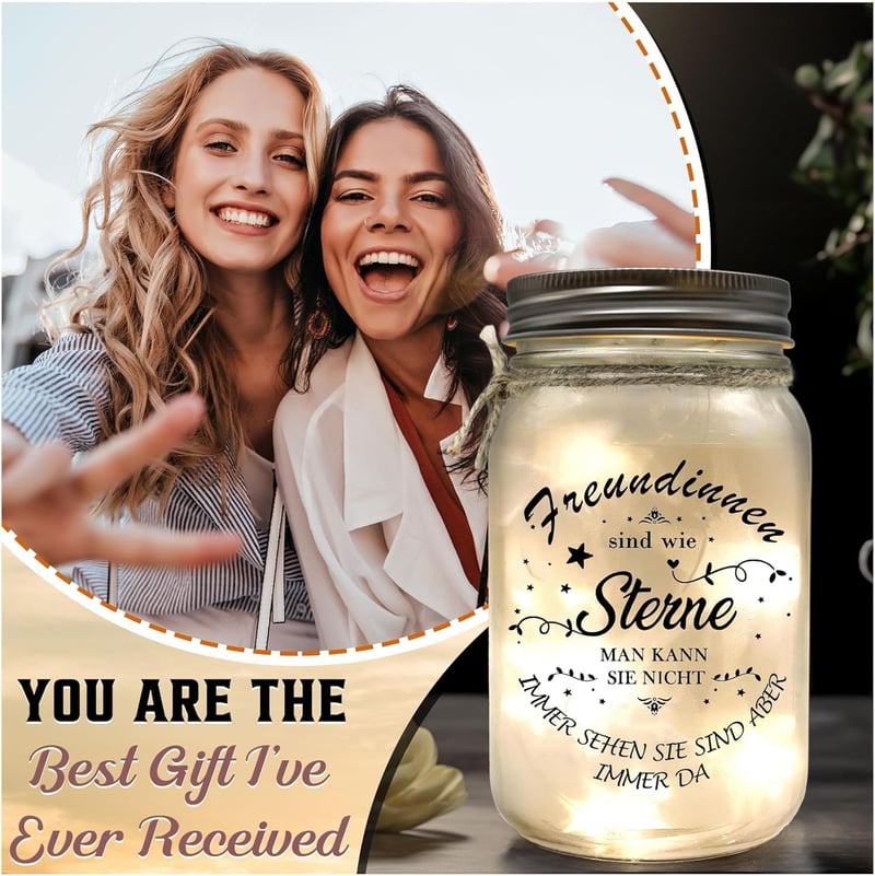LED Flaschenlicht mit Spruch - Geschenk für Frauen zur Freundschaft