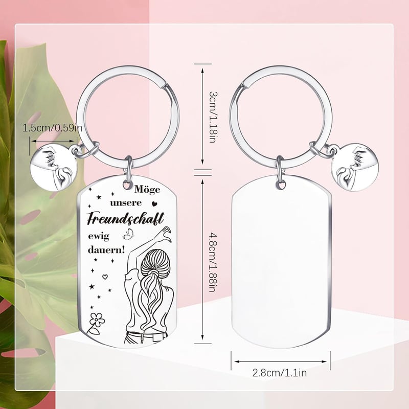 Edelstahl Schlüsselanhänger für beste Freunde – Geburtstagsgeschenk set von 2