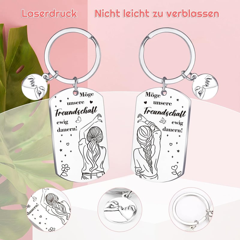 Edelstahl Schlüsselanhänger für beste Freunde – Geburtstagsgeschenk set von 2
