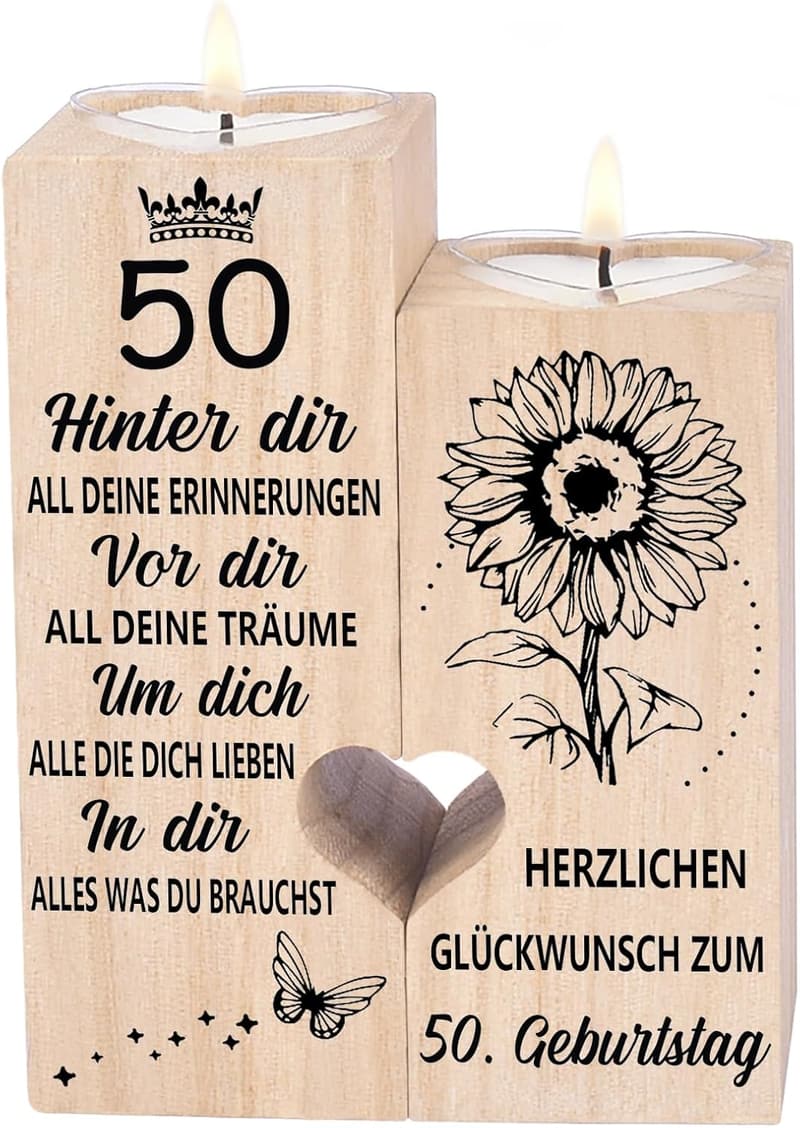 50. Geburtstag Kerzenständer - Dekoration für Frauen und Männer