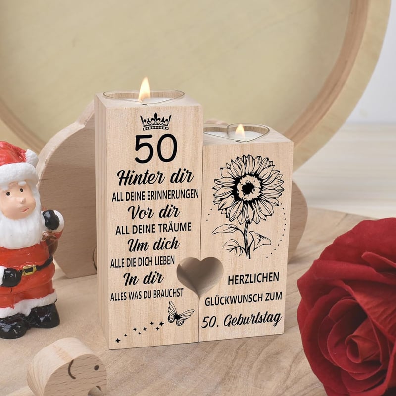 50. Geburtstag Kerzenständer - Dekoration für Frauen und Männer