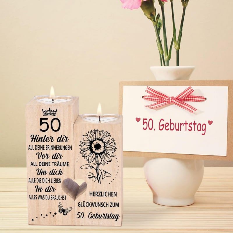 50. Geburtstag Kerzenständer - Dekoration für Frauen und Männer