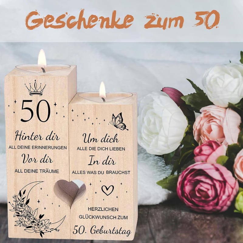 50. Geburtstag Kerzenständer – Deko Geschenk für Paare