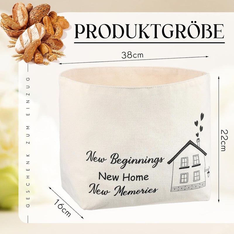 Einzugsgeschenk: Stoff Brotkorb für neue Zuhause Erinnerungen (weiß)