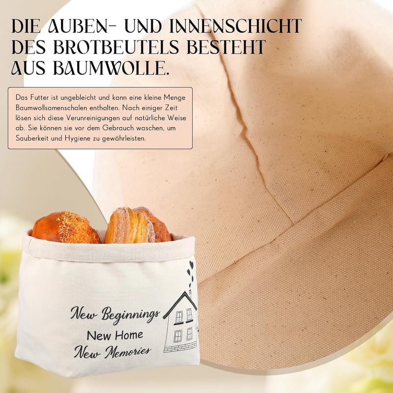Einzugsgeschenk: Stoff Brotkorb für neue Zuhause Erinnerungen (weiß)