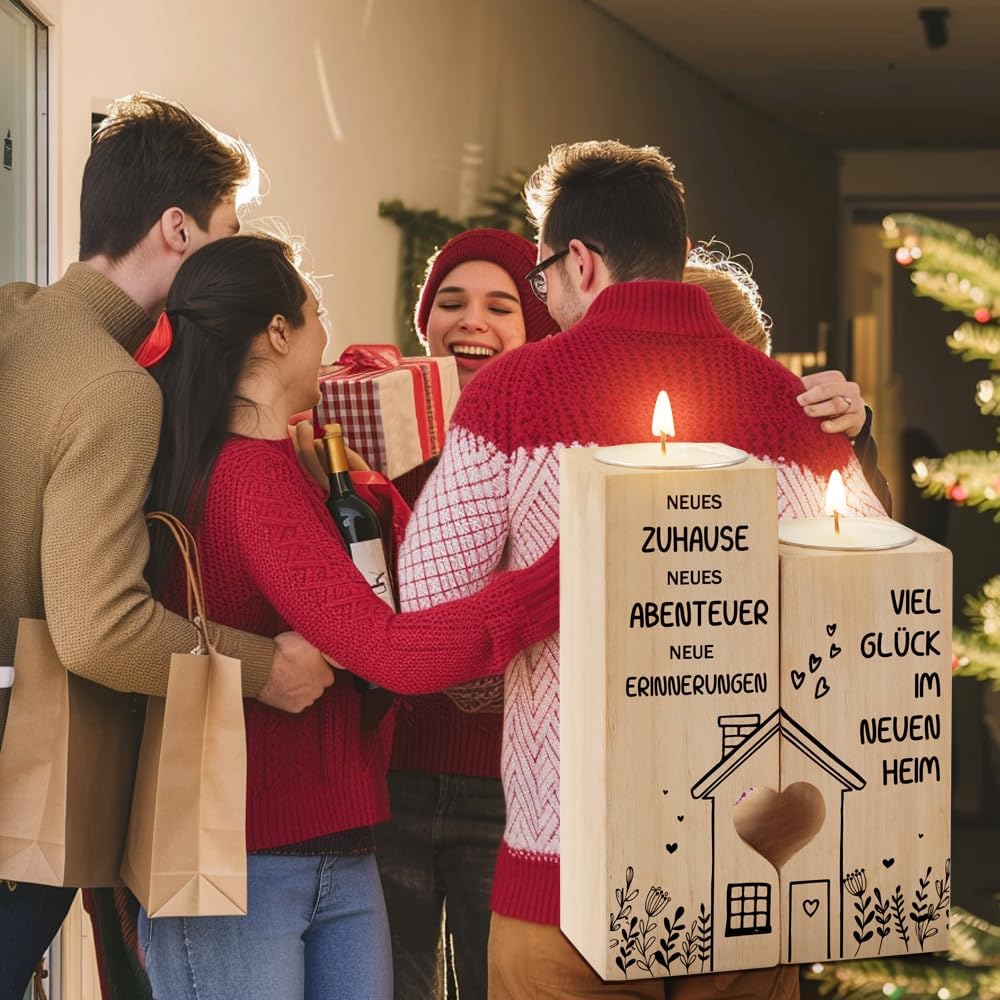 Kerzenständer Einweihungsgeschenk für Frauen – Viel Glück im neuen Zuhause