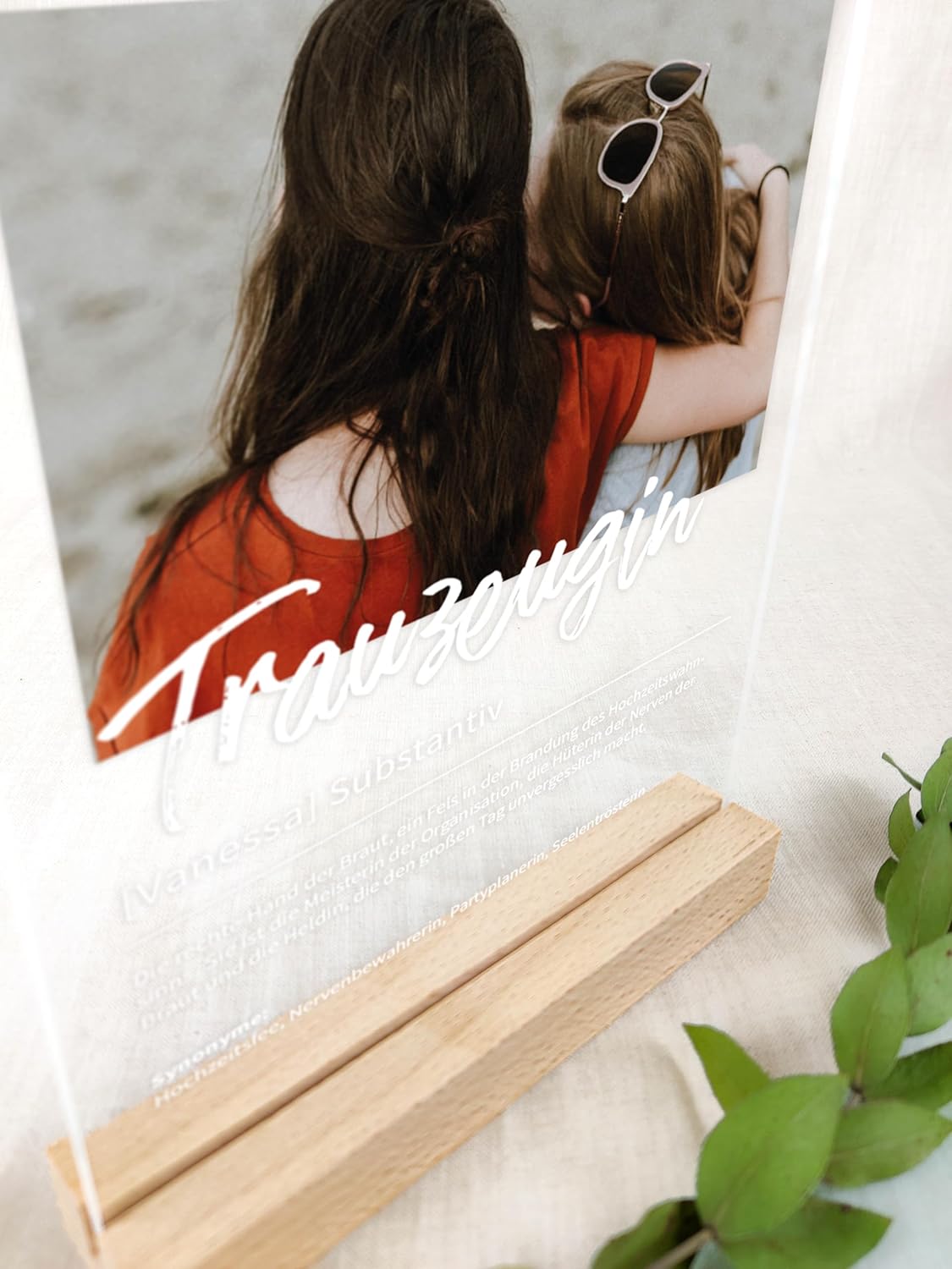 Personalisierte Acryl-Fotoerinnerung für die Trauzeugin