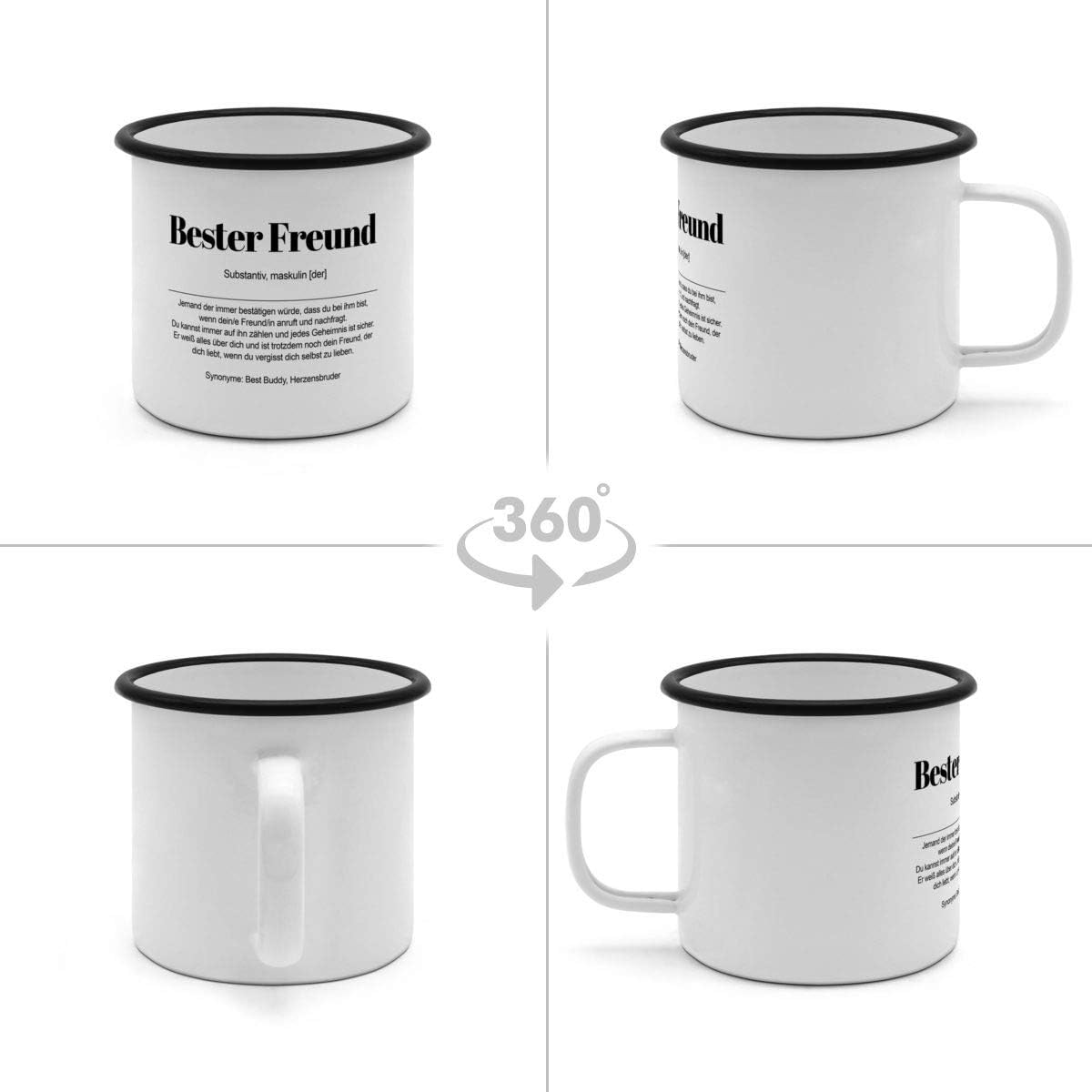 Tasse mit Definition „Bester Freund“ – witziger Kaffeebecher in Weiß/Schwarz