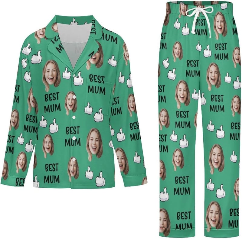 Personalisierte Langarm-Pyjama Sets für Frauen mit Foto – Muttertagsgeschenk