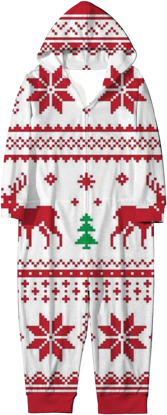 Weihnachten: Kinder-Hoodie-Jumpsuit mit Rentier- und Schneeflocken-Motiv