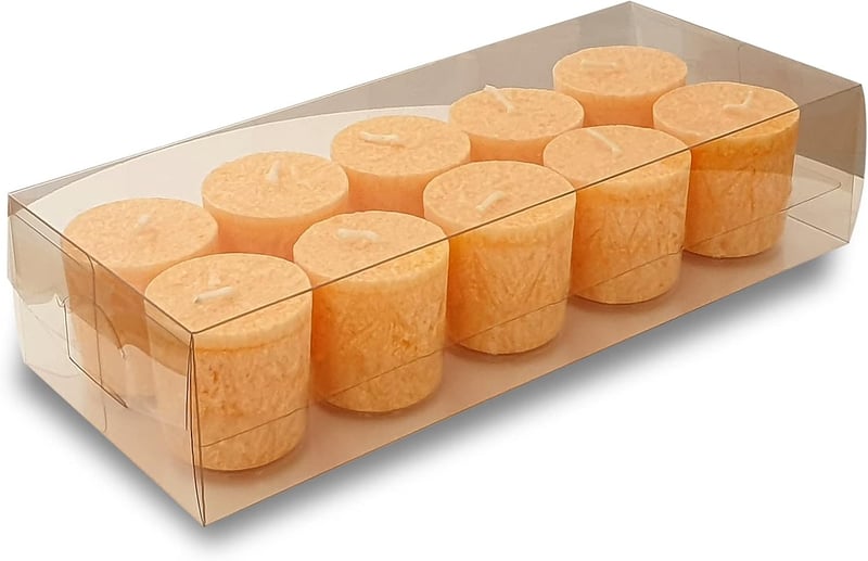 Duftkerzen Geschenkset – 10 Stearinkerzen in hell-Orange für Aromatherapie