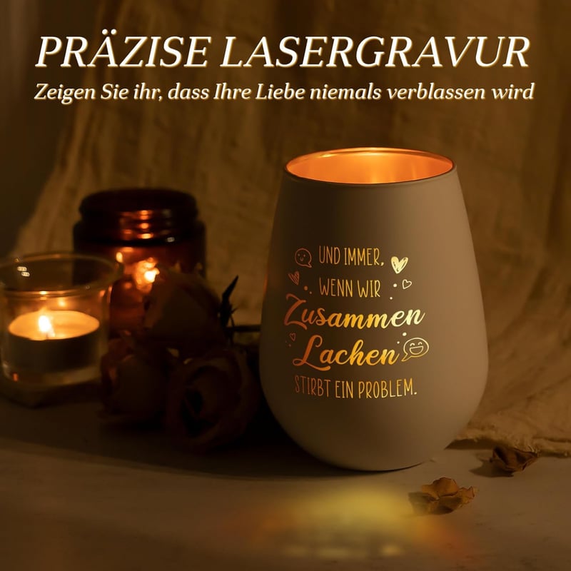 Teelichthalter mit Gravur – Geschenk für beste Freundin zum Geburtstag
